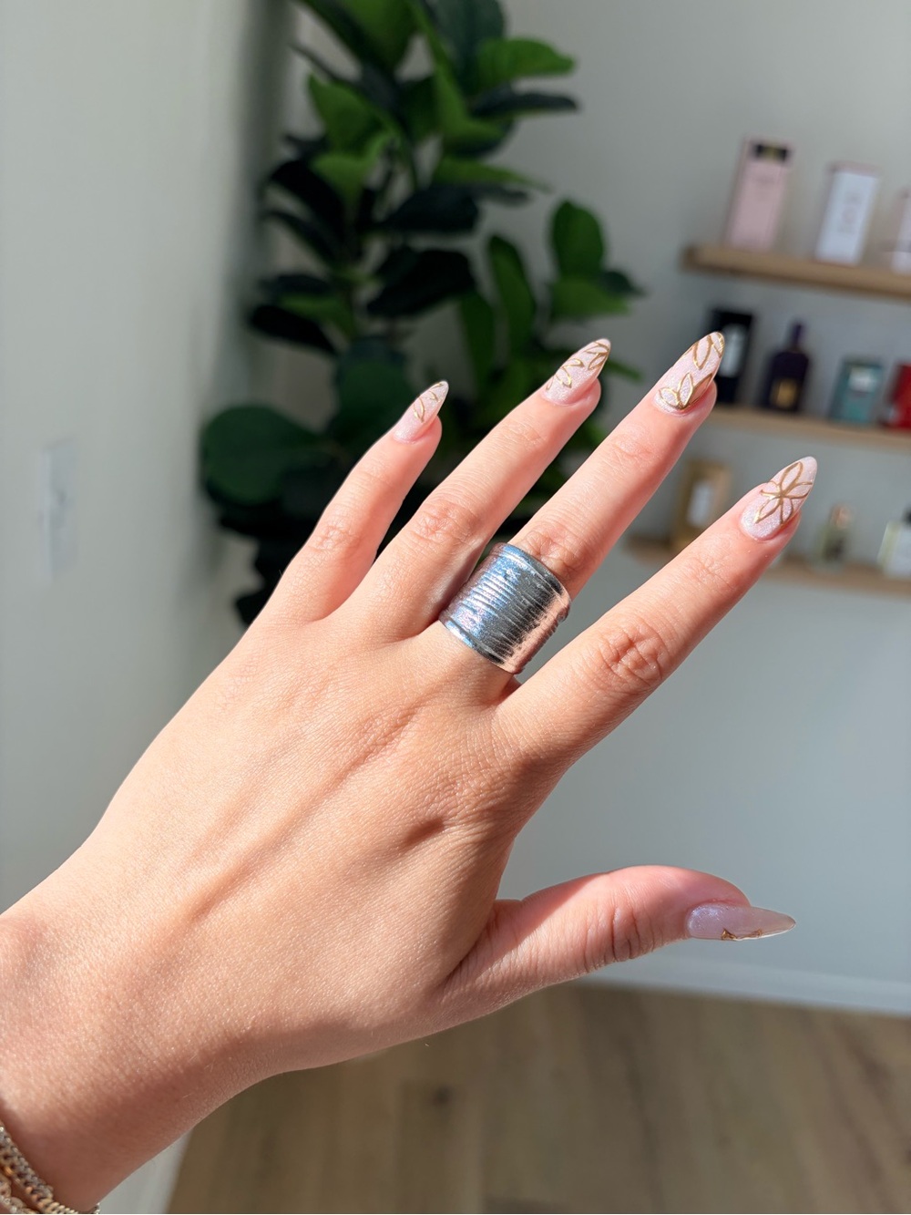 Wide Textured Dome Ring in Silver